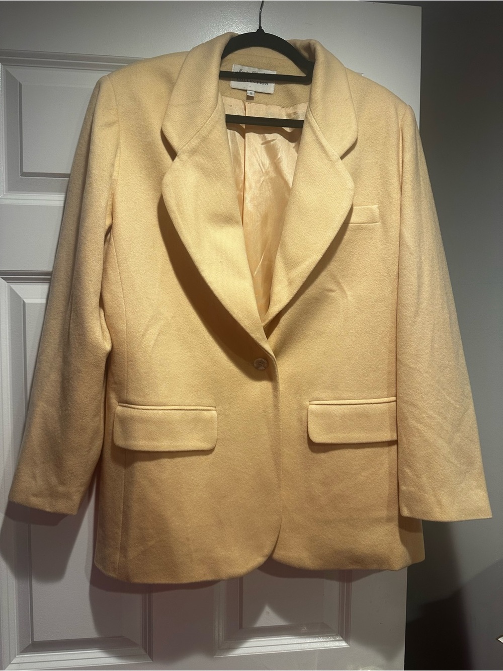 VTG Marisa Christina Pastel Butter Yellow Wool Cashmere Blazer Jacket Size S USA